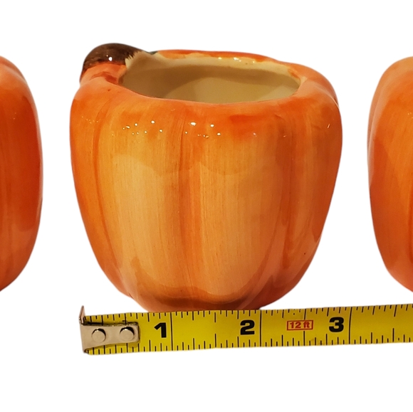 Pumpkin Candle Holders Fall Table Ceramic Decor Lot of 3 - Picture 7 of 9